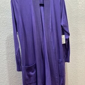 Open Front Purple Cardigan